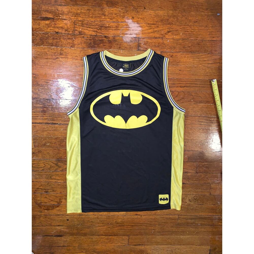 Batman Basketball Jersey Black Yellow Large Logo #1 Back